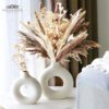 Hollow Round Matte Pampas Flower Vases for Boho