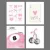 Okaxscm Pink Coquette Trendy Preppy Wall Art Prints Set of 4